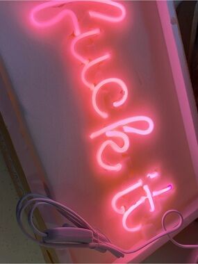 Pink Neon Script Sign - 'Fu*k It”